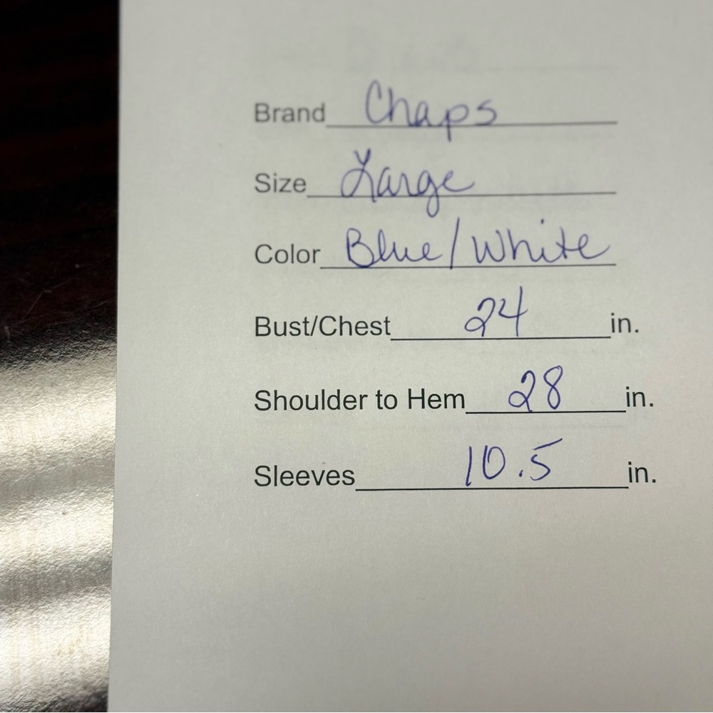 Chaps Blue Checkered Men's Short Sleeve Shirt. Easy Care. Size Large - Picture 8 of 8
